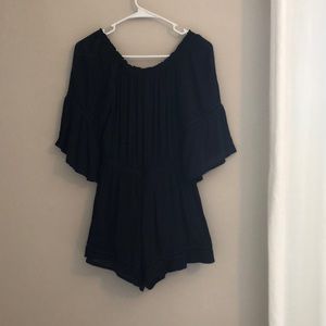 Shorts Romper with Off the Shoulder 3/4 Sleeves